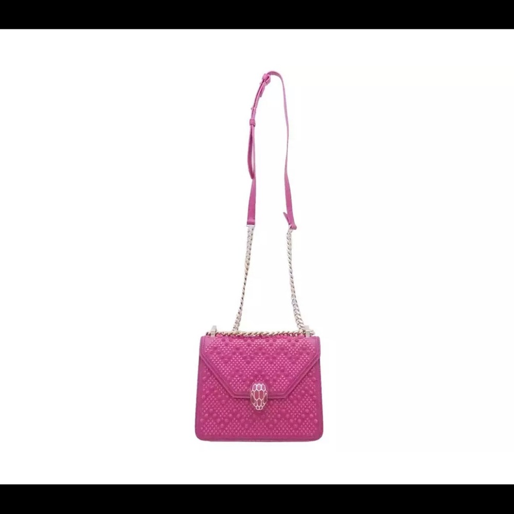 Auth BVLGARI Serpenti Chain Shoulder Bag Pink/Gold - Picture 2 of 12